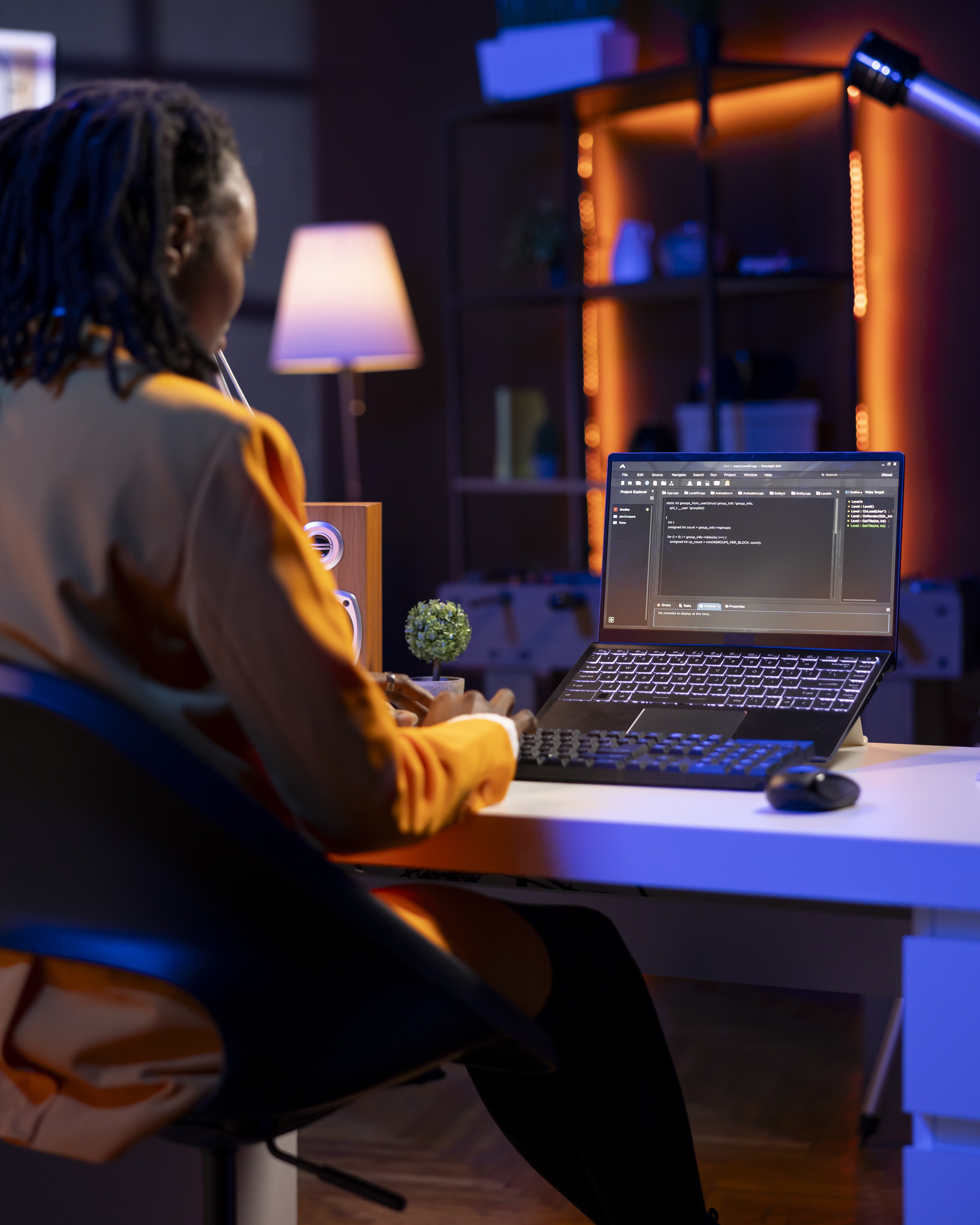 Developer building an online store in a home office